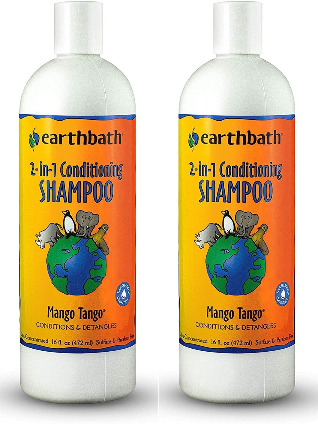 Earthbath 2-in-1 Conditioning Shampoo for Pets Mango Tango (1 Bottle)
